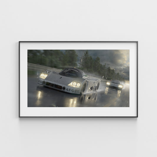 The Return of The Silver Arrows - Sauber-Mercedes C9 - 24 Hours Of Lemans 1989 - Fine Art Print
